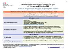 Déclinaison des décisions sanitaires pour le sport du 3 janvier au 24 janvier 2022